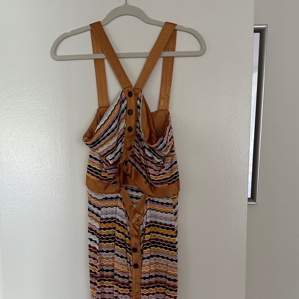 Wavy Multicolor Button-Down Midi Dress